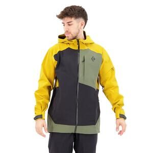 Black Diamond Recon Stretch Ski Shell Jacket Parka Amber Yellow BLK Mens M NEW